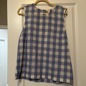 JCrew linen plaid blouse